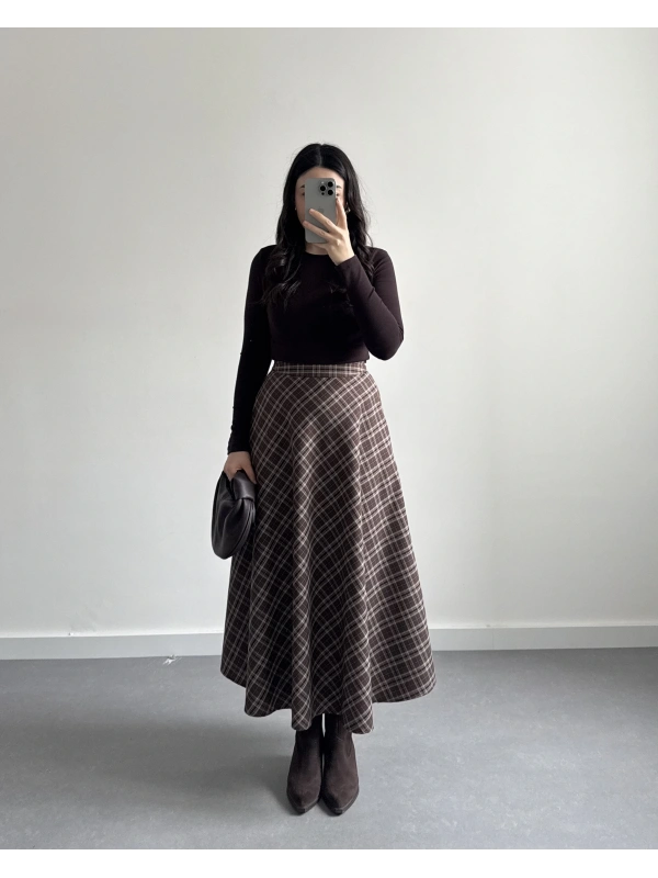 KAHVE EKOSE CEPLİ ETEK