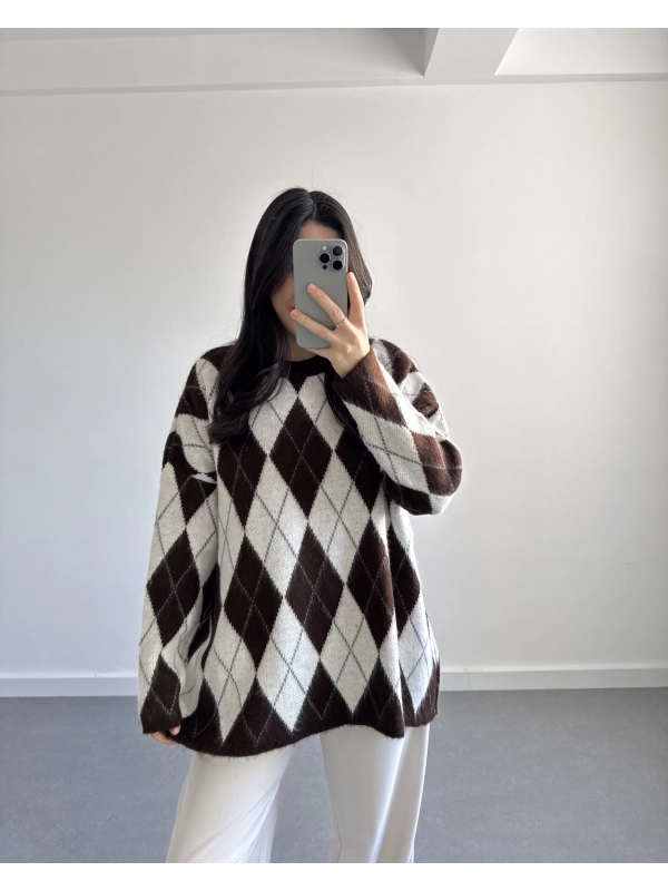 KAHVE EKRU BAKLAVA KAZAK