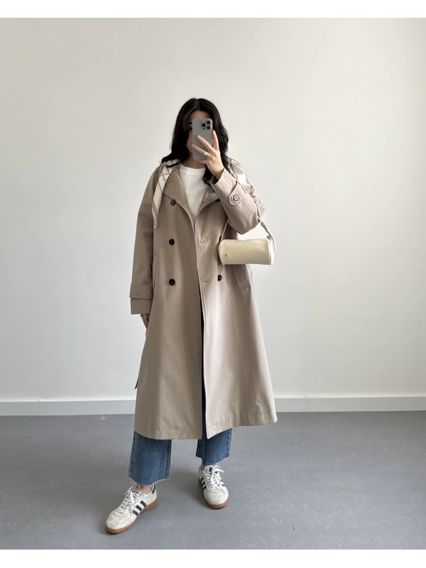 VİZON FULARLI PREMİUM TRENÇKOT