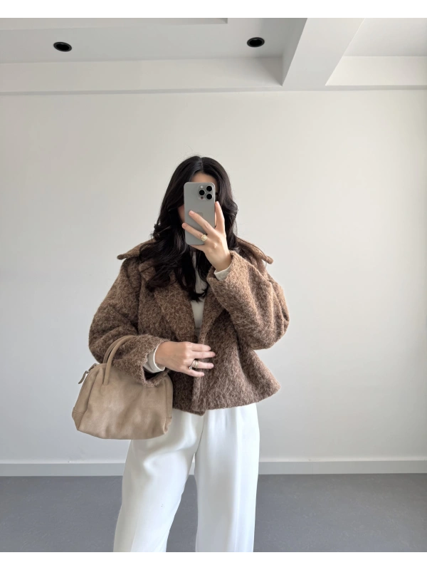 KAHVE KAŞE SAKALLI CEKET