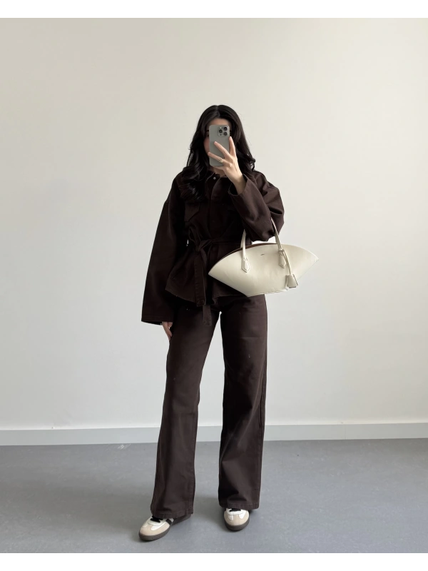 KAHVE KOT CEKETLİ TASARIM JEAN TAKIM