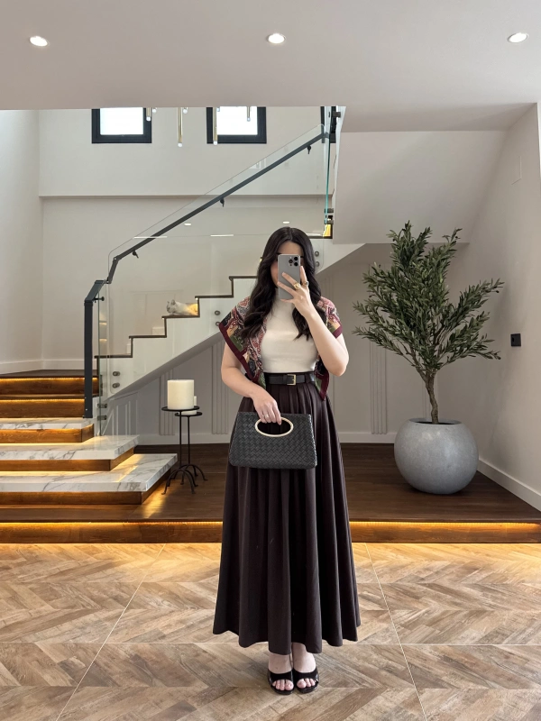 KAHVE ÖN PİLE DETAY ETEK -580653