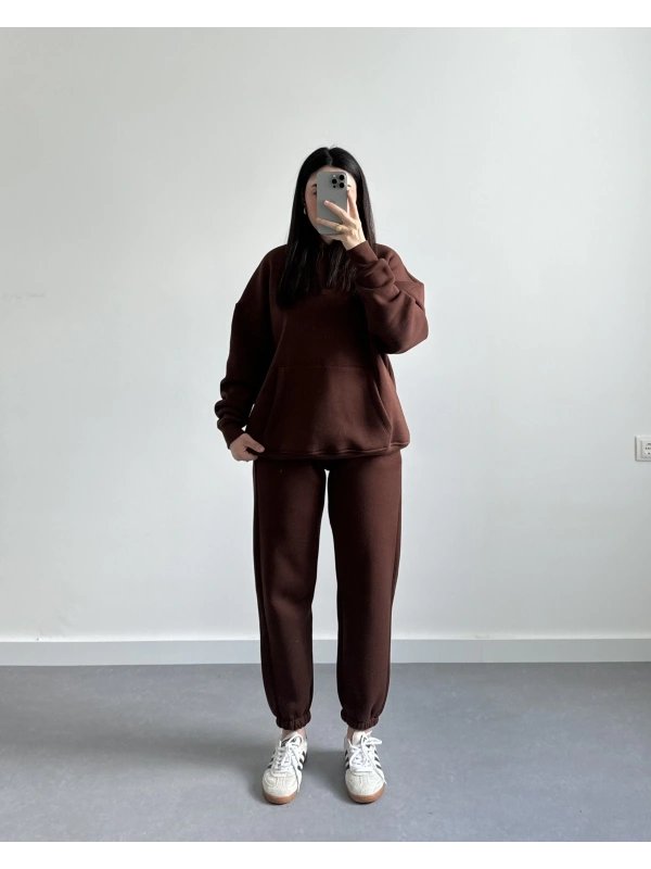 KAHVE OVERSİZE EŞOFMAN TAKIMI