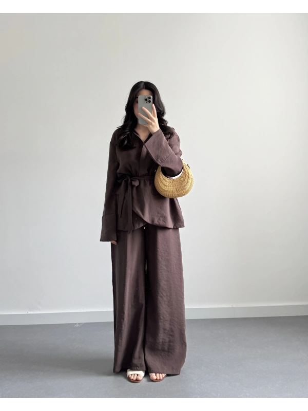 KAHVE PREMİUM GÖMLEK TAKIM