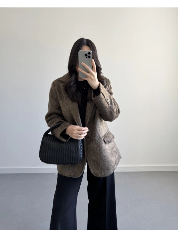 KAHVE SAKALLI BLAZER CEKET