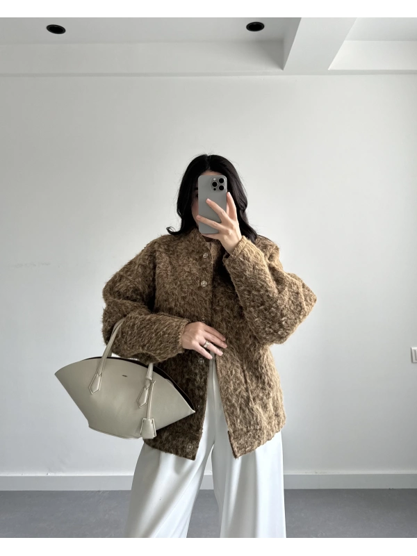 KAHVE SAKALLI KAŞE PREMİUM BOMBER CEKET