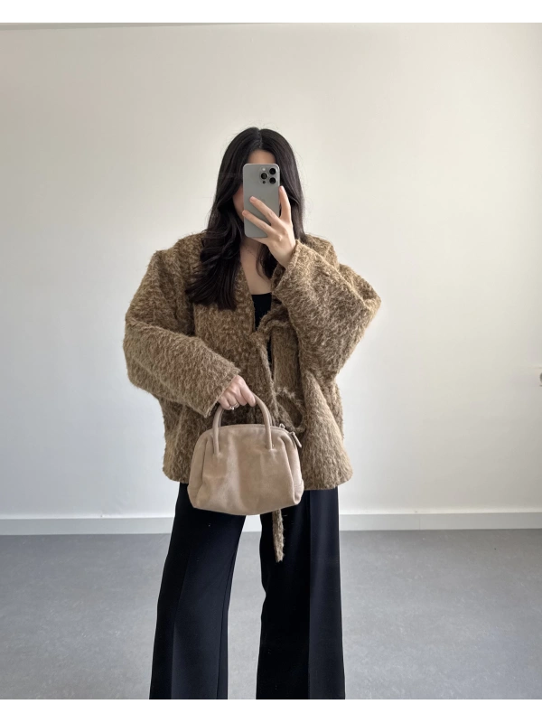 KAHVE SAKALLI KAŞE TASARIM CEKET