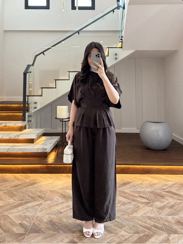 KAHVE SALAŞ PANTOLON BLUZ TAKIM-650008