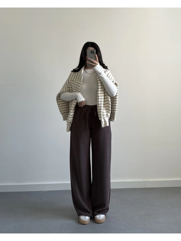 KAHVERENGİ KALIN TENSEL KUMAŞ PANTOLON