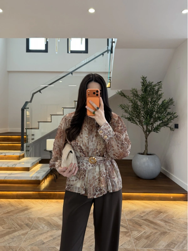 KARAMEL KALIN KORSELİ BLUZ-5158