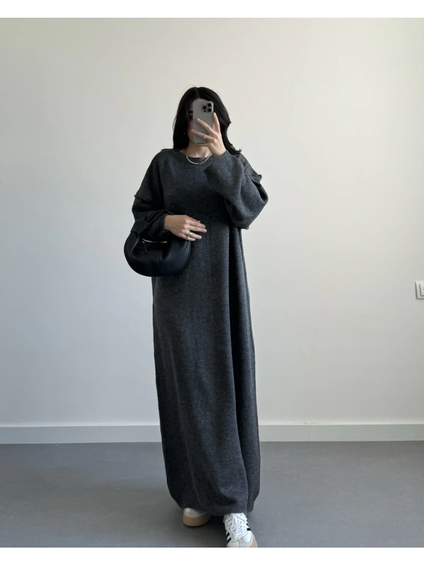 Kelly Antrasit Oversize Triko Elbise