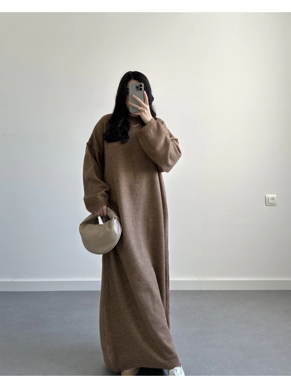 Kelly Camel Oversize Triko Elbise