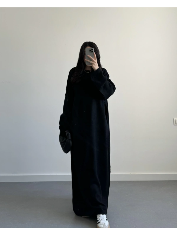 Kelly Siyah Oversize Triko Elbise