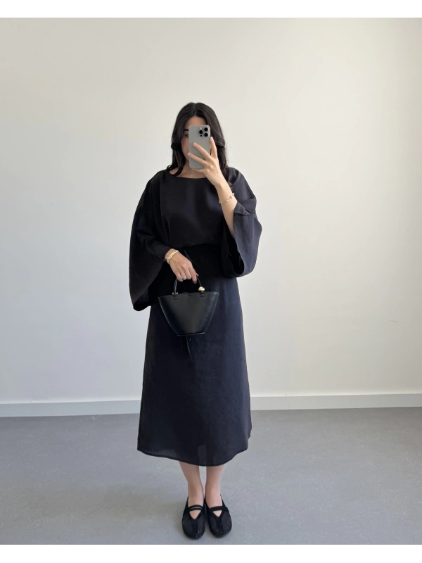 KEND SİYAH MSD TENSEL PREMİUM ELBİSE