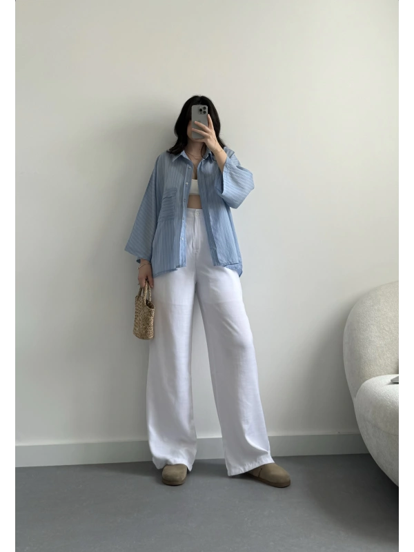 Keten kar beyaz pantolon