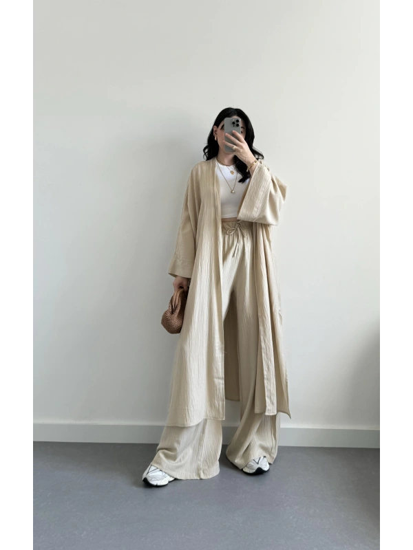 Kimono bej bohem takım