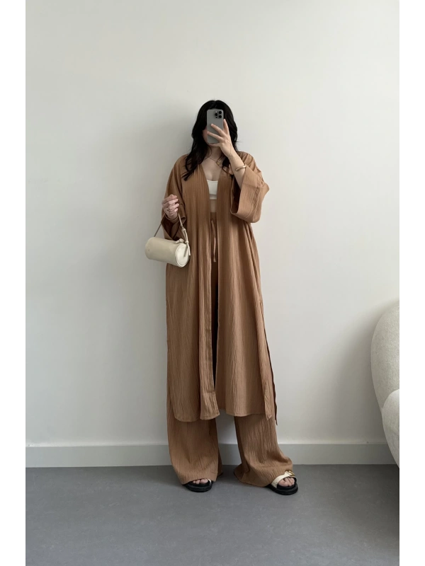 Kimono camel bohem takım