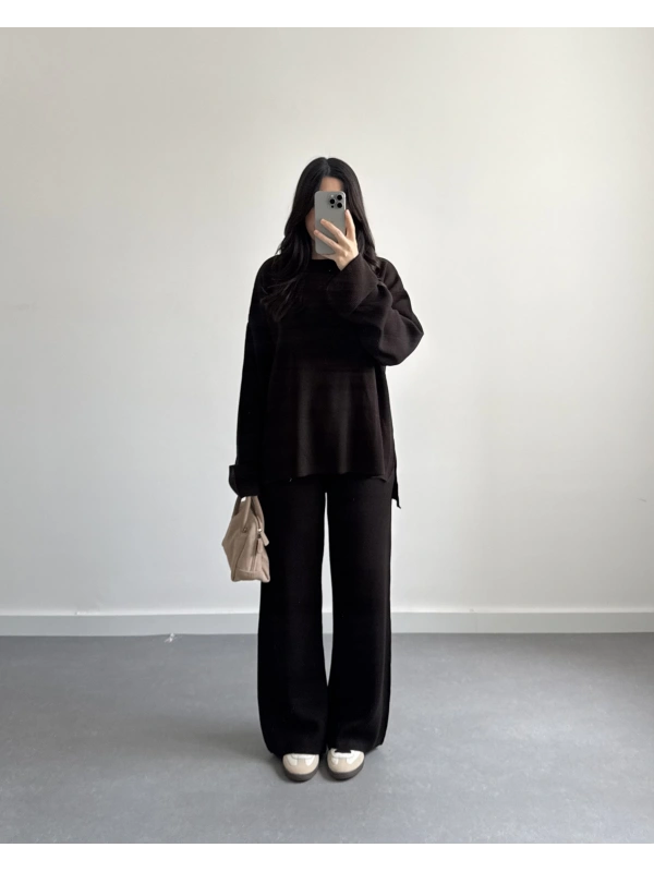 KOYU KAHVE SELANİK KUMAŞ TRİKO TAKIM