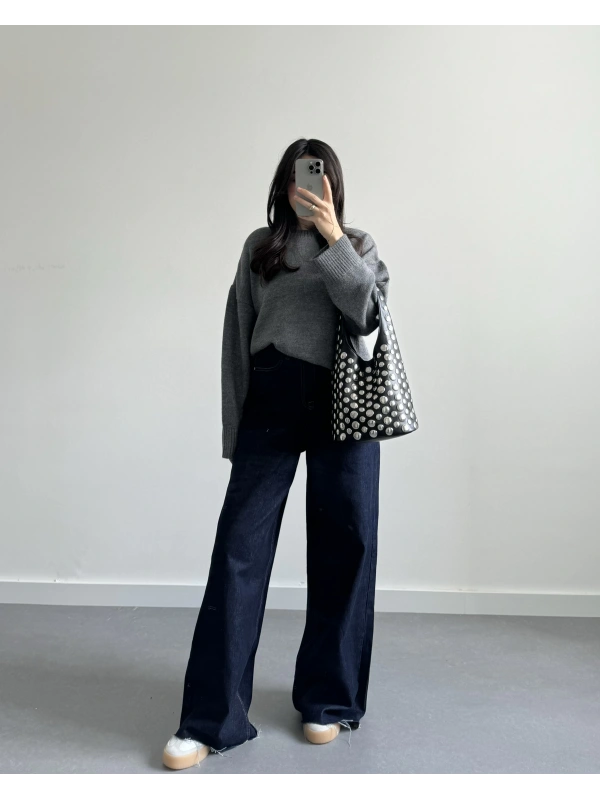 KOYU MAVİ WİDE LEG JEAN