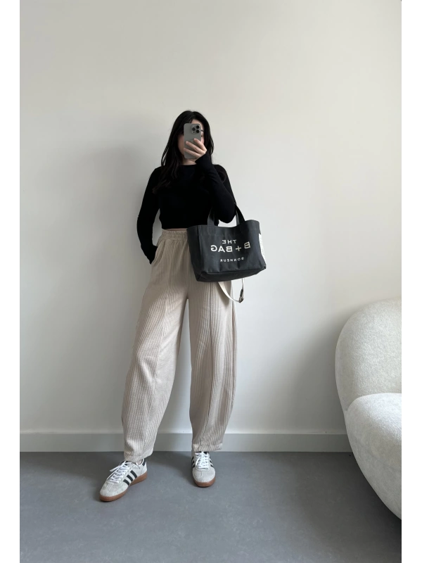 Krem şalvar pantolon