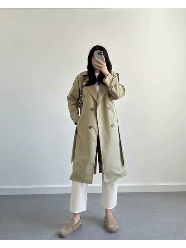 KÜF YEŞİLİ PREMİUM ASTARLI TRENÇKOT