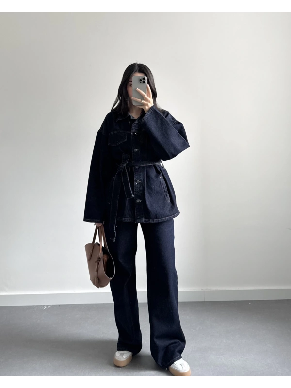 KUŞAKLI KOT CEKET TAKIM