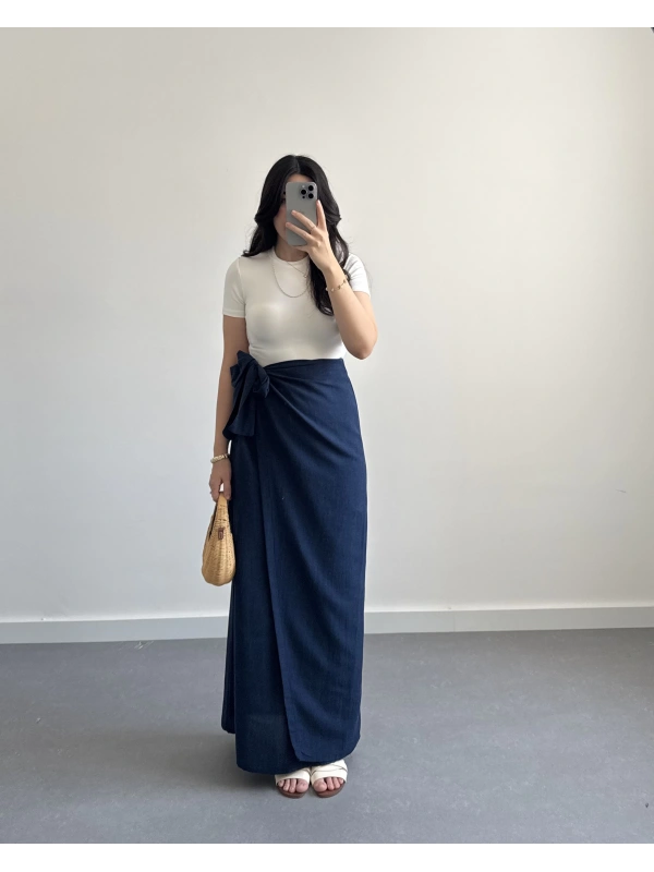 LACİVERT KETEN ANVELOP ETEK