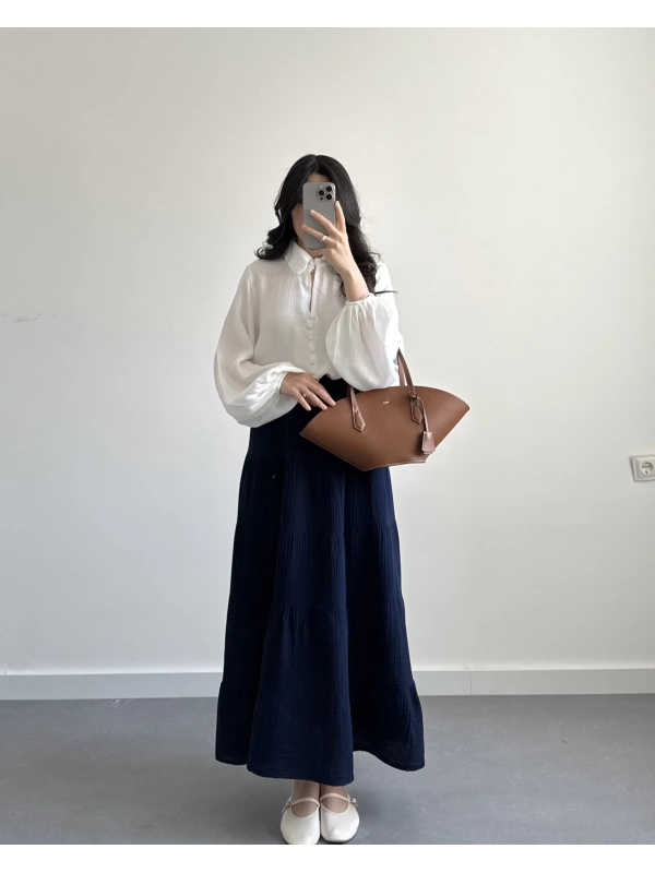 LACİVERT MÜSLİN ETEK