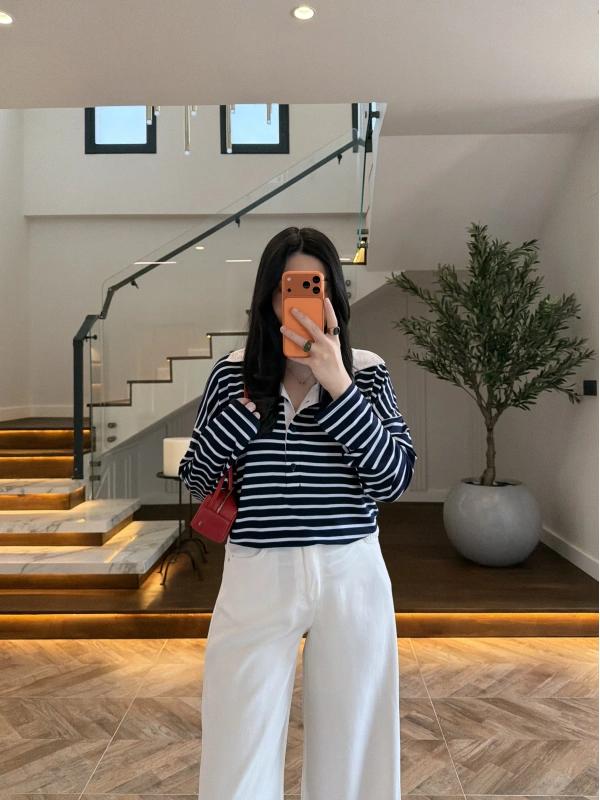 LACİVERT POLO YAKA ÇİZGİLİ BASİC -27K-000013