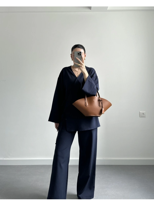 LACİVERT PREMİUM KİMONO TAKIM