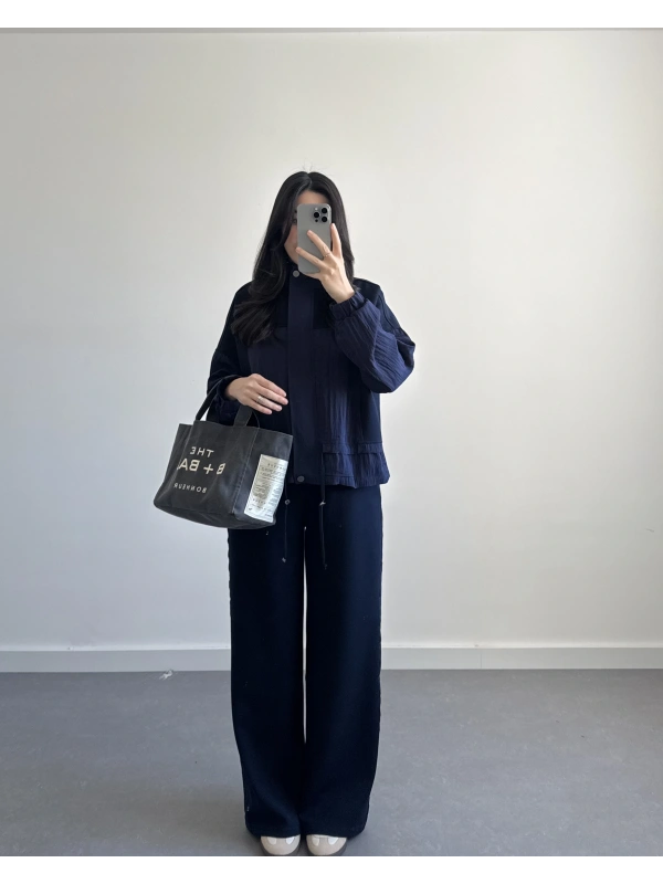 LACİVERT PREMİUM FERMUARLI MODAL CEKET TAKIM