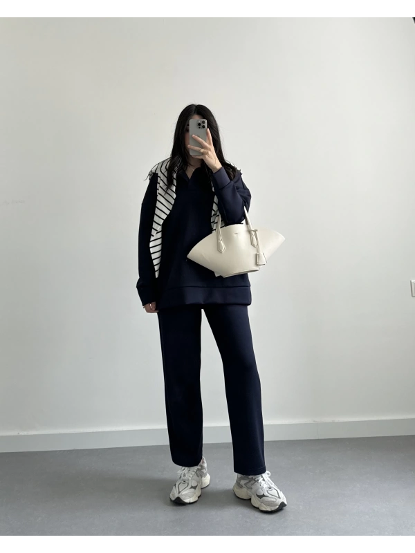 LACİVERT PREMİUM SCUBA KUMAŞ İKİLİ TAKIM