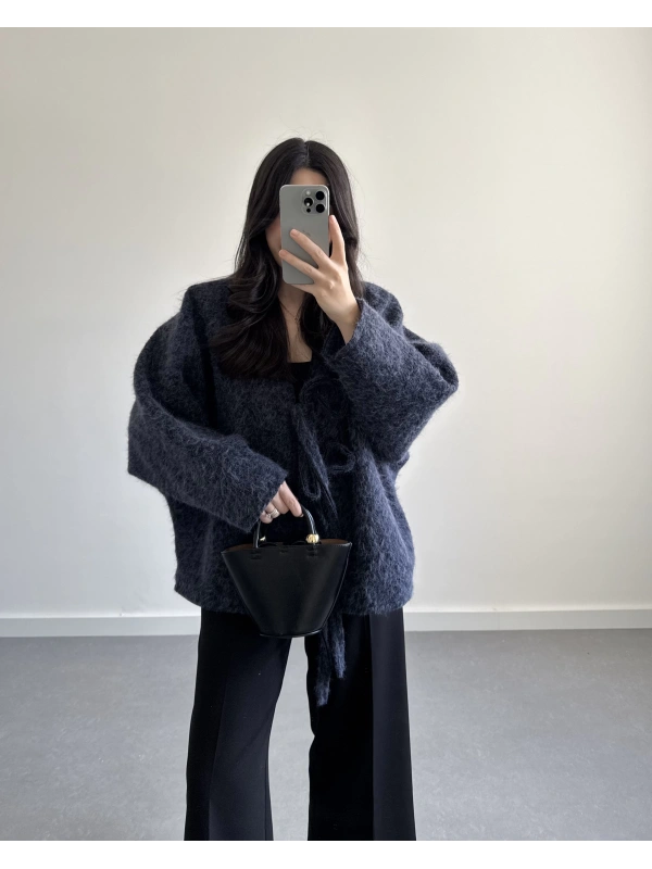 LACİVERT SAKALLI KAŞE TASARIM CEKET