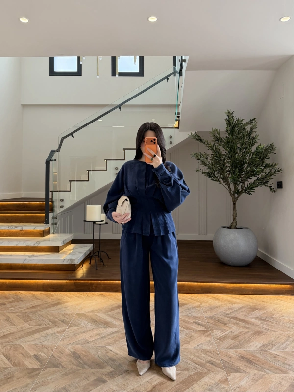 LACİVERT SALAŞ BLUZ PANTOLON TAKIM -650025