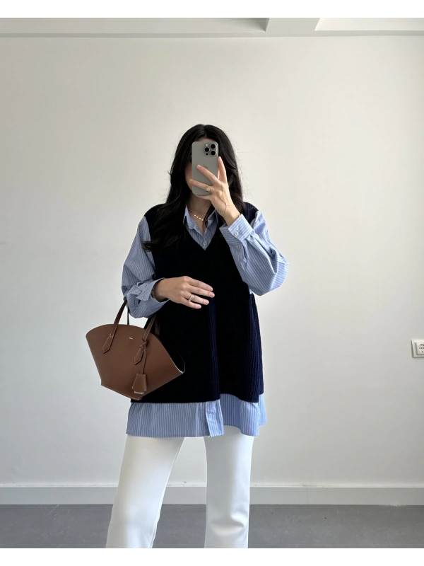 LACİVERT SÜVETERLİ GÖMLEK