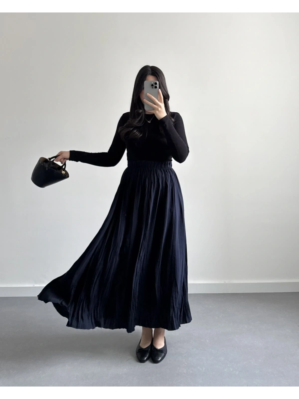 LACİVERT TENSEL CRUSH ETEK