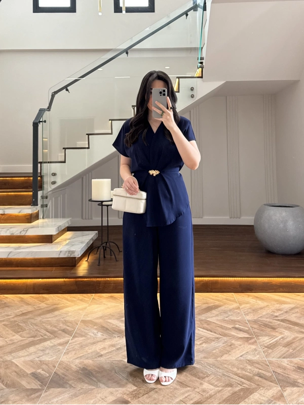 LACİVERT TOKALI BAĞCIKLI TAKIM -3983