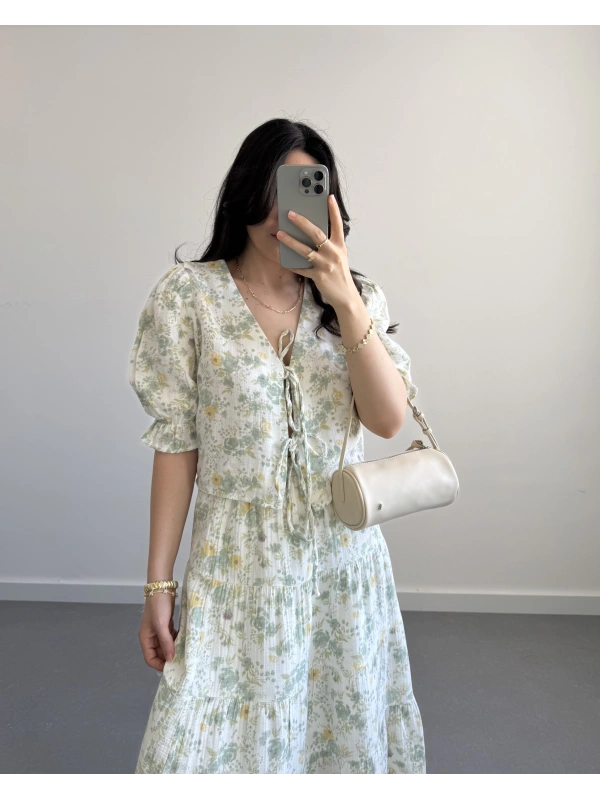 LEON YEŞİL MÜSLİN BLUZ (SADECE BLUZ )