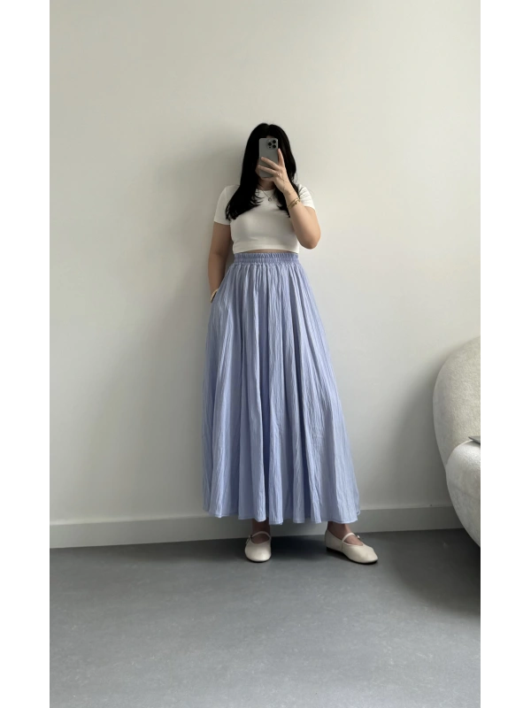 Lila kırinkıl kumaş midi boy etek