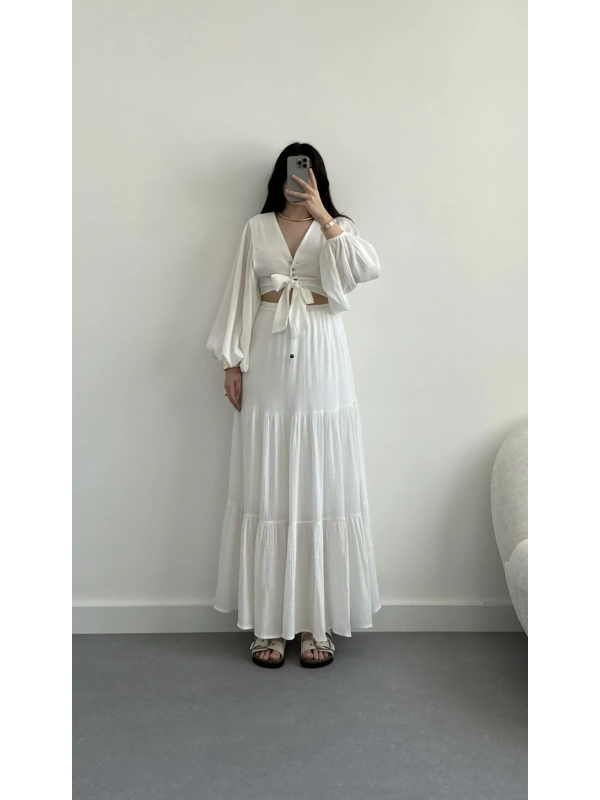 Liore beyaz etek takım