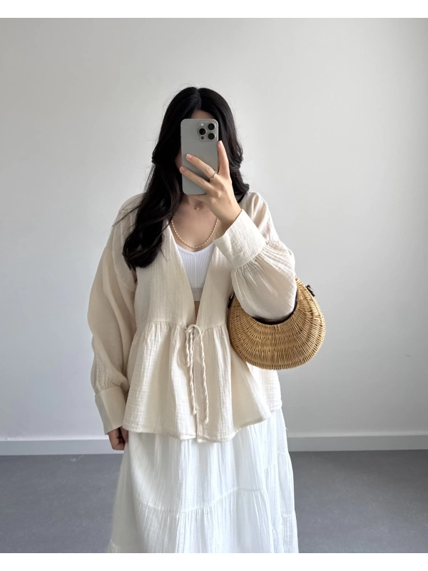 LONE MÜSLİN BEJ BLUZ