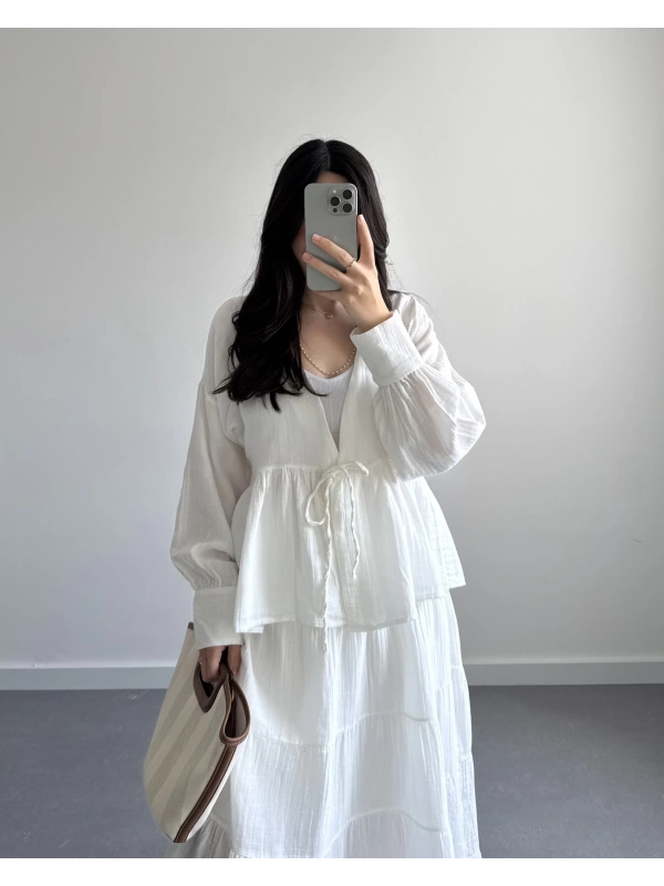 LONE MÜSLİN EKRU BLUZ