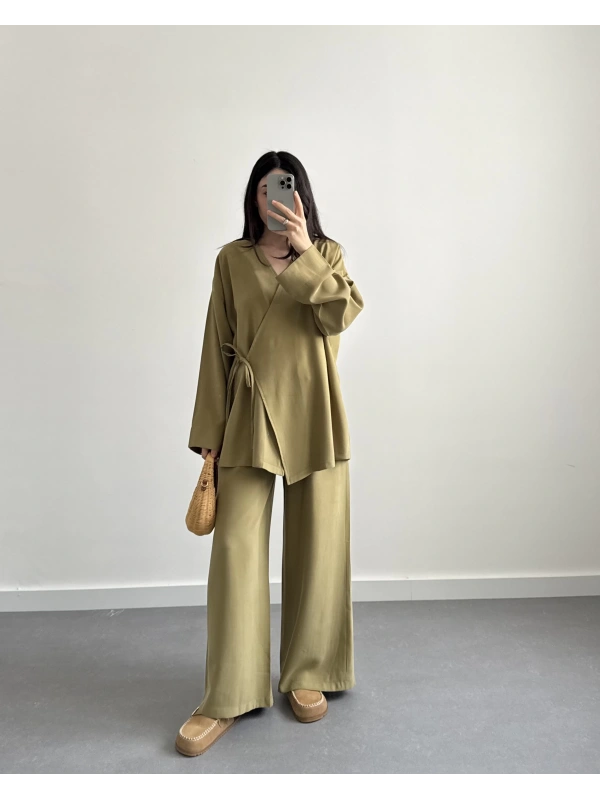 LUCİA PİNTEREST MODAL KİMONO TAKIM YAĞ YEŞİL