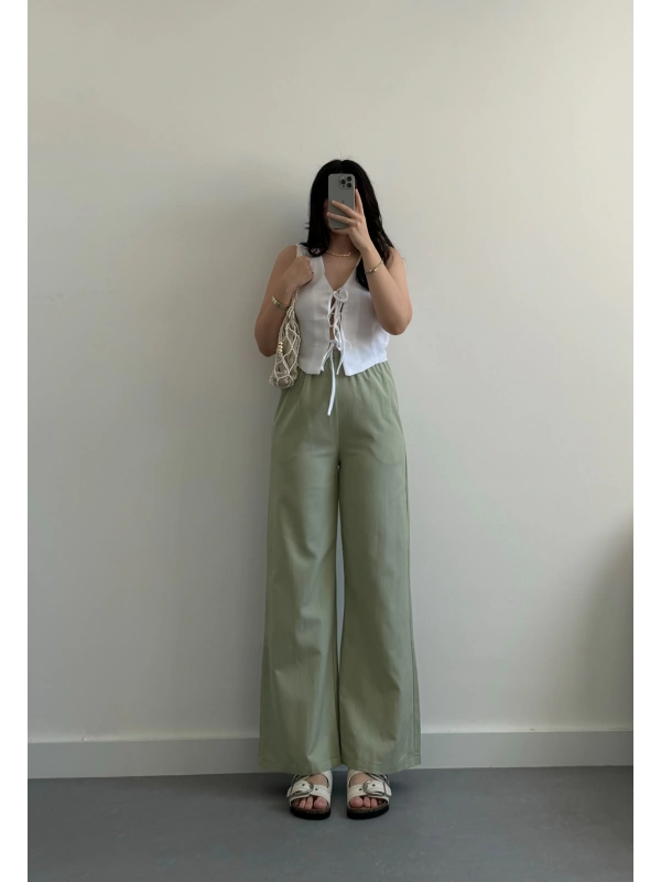 luke mint yeşil keten pantolon