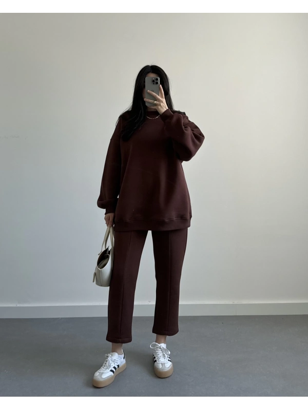 LUVURA KAHVE OVERSİZE İKİLİ TAKIM