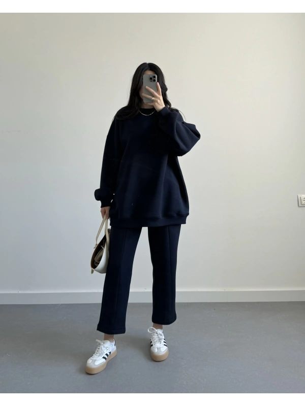 LUVURA LACİVERT OVERSİZE İKİLİ TAKIM