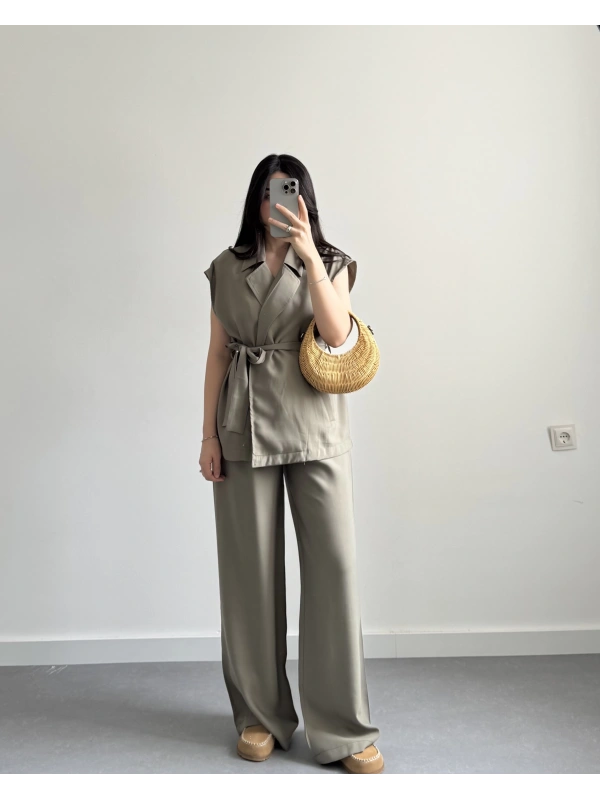 LUZ HAKİ TENSEL YELEK TAKIM