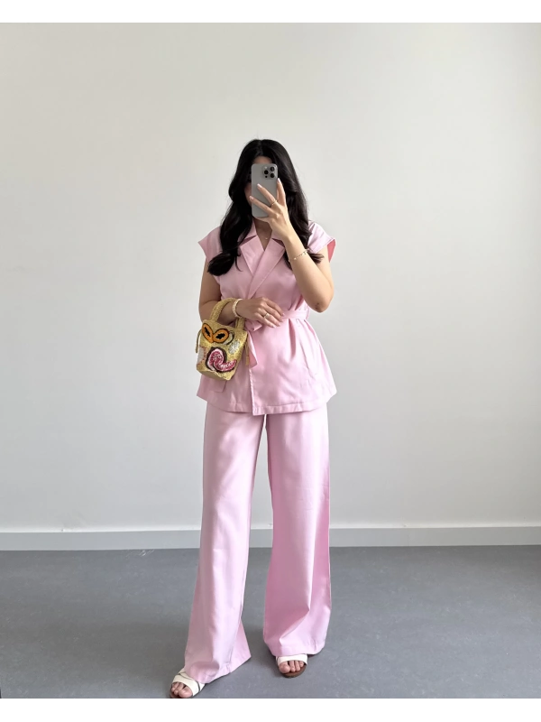 LUZ PEMBE TENSEL YELEK TAKIM