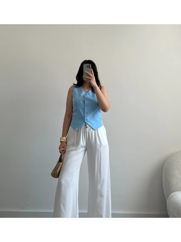 Mary mavi maskülen yelek