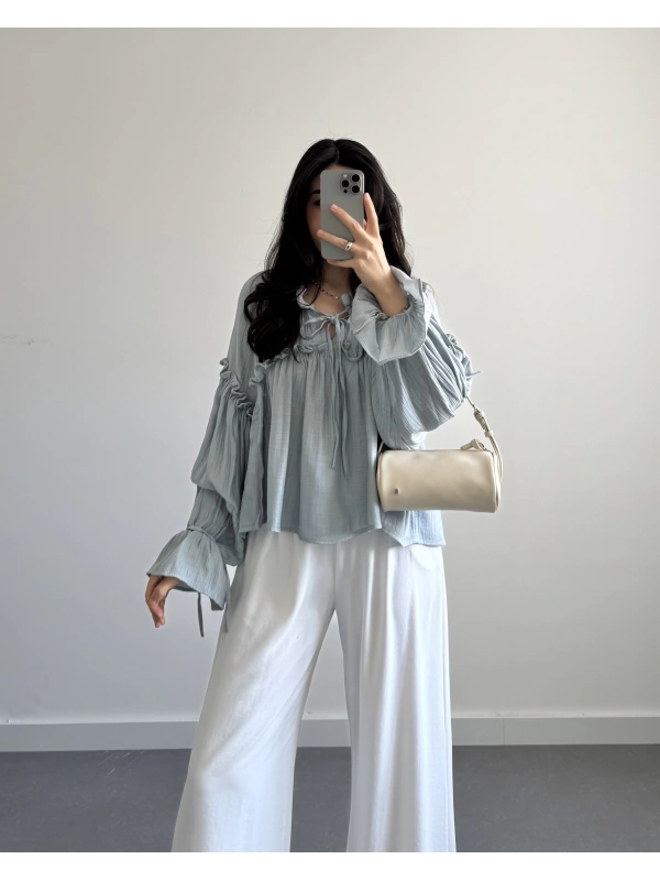 MAVİ TASARIM SALAŞ BLUZ